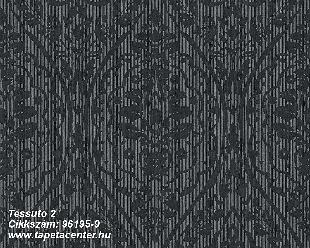 Barokk-klasszikus,valódi textil,fekete,szürke,gyengén mosható,vlies tapéta 